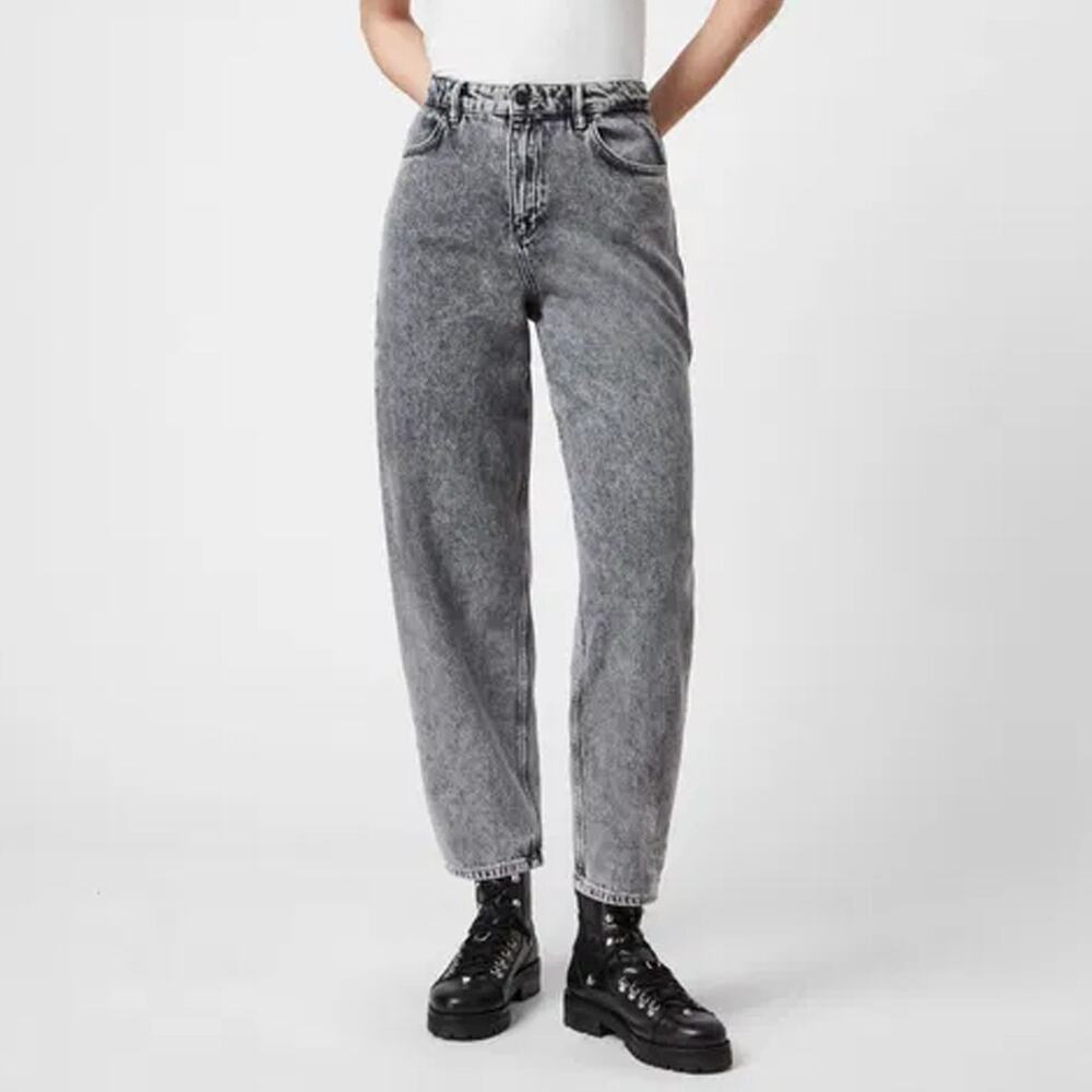 All Saints Washed Gray Straight Leg Denim Jeans